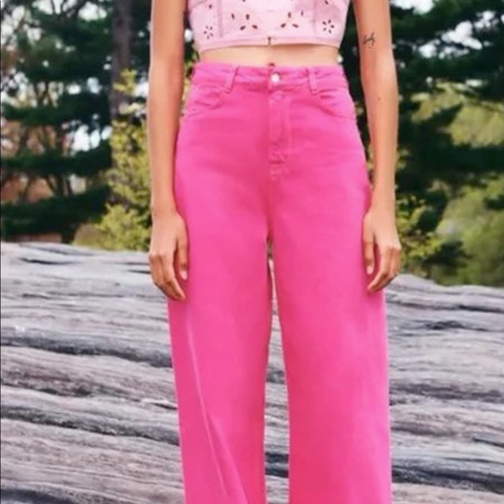 Zara pink flare jeans